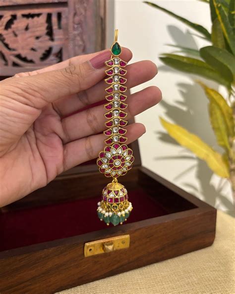 Floral Jadau Kundan Jhumkas With Pearl Hanging | Ruby & White | ER355 ...