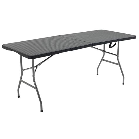 Alinunu 6 Feet Black Folding Table,Outdoor Portable Folding Table With ...