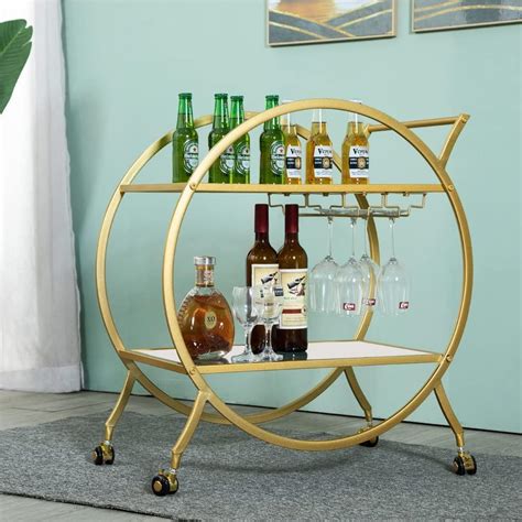 SenceWin Dcor Serving Trolley with 2 Metal Handles, Modern Wine Cart on ...