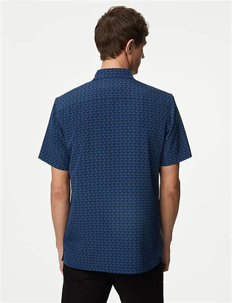 Buy Easy Iron Geometric Print Shirt at Marks & Spencer