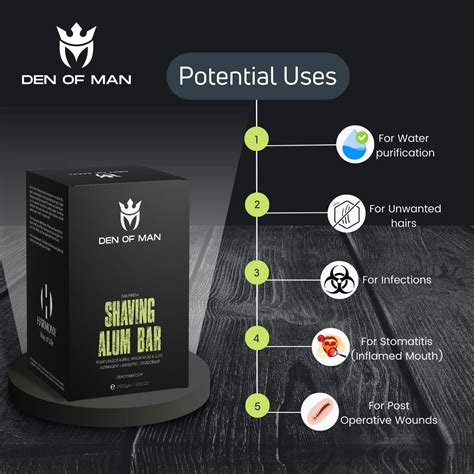 Den of Man 2 Pieces of 100gm Shaving Alum Stone Bar (fitkari)