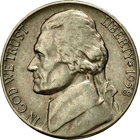 Five Cents 1958 Jefferson Nickel, Coin from United States - Online Coin ...