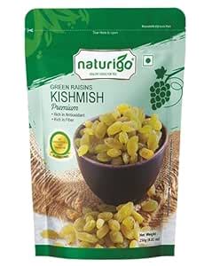 Naturigo Plain Seedless Green Raisin (Kishmish) 250gm Dried Grapes ...