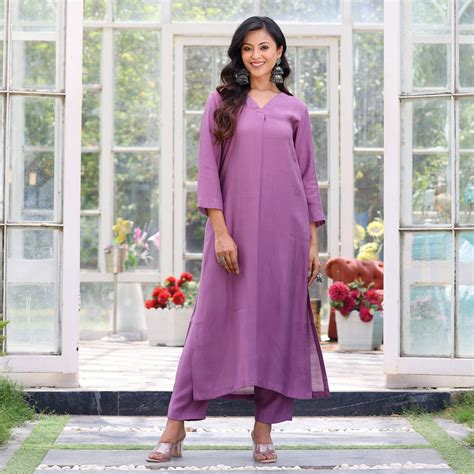 Lilac Elegant Rayon Cotton Co-Ord Set – Kameez.co