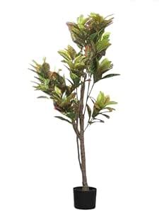 Buy Arick Decor Artificial Real Touch Croton Plant in a Black Pot for ...