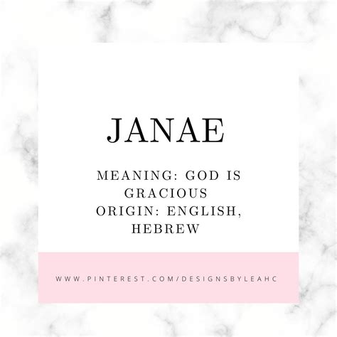 Janae - Meaning God is Gracious | English & Hebrew Origin