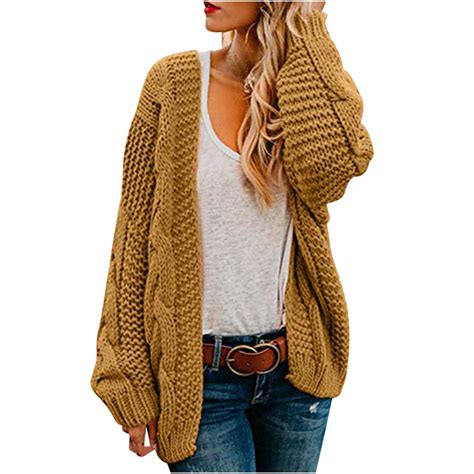 RYDCOT Women Open Front Sweaters for Fall and Winter Cardigan Coarse ...