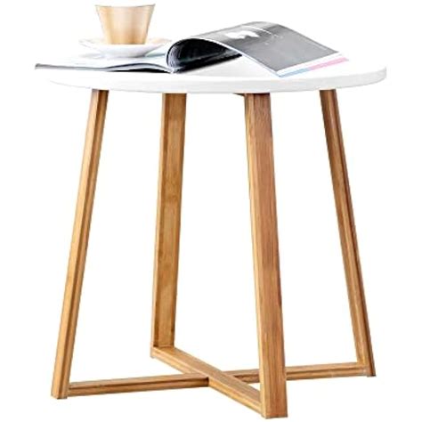Zoopolyn Bamboo Round Side Table - Small White India | Ubuy