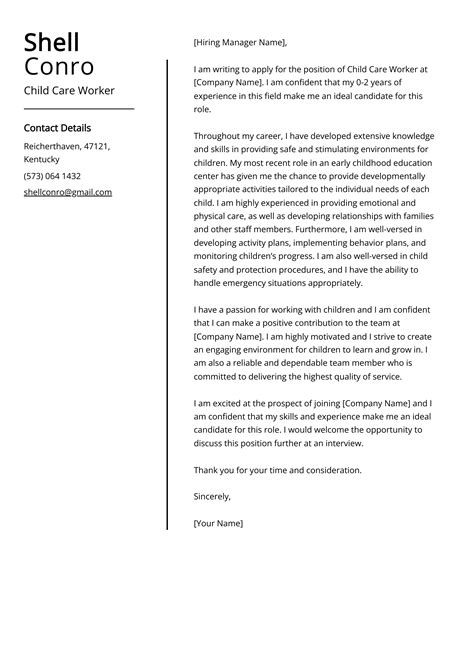 Cover Letter Examples Nursery Worker at Mitchell Barclay-harvey blog