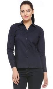 FASNOYA Women Solid Formal Dark Blue Shirt - Buy Dark Blue FASNOYA ...