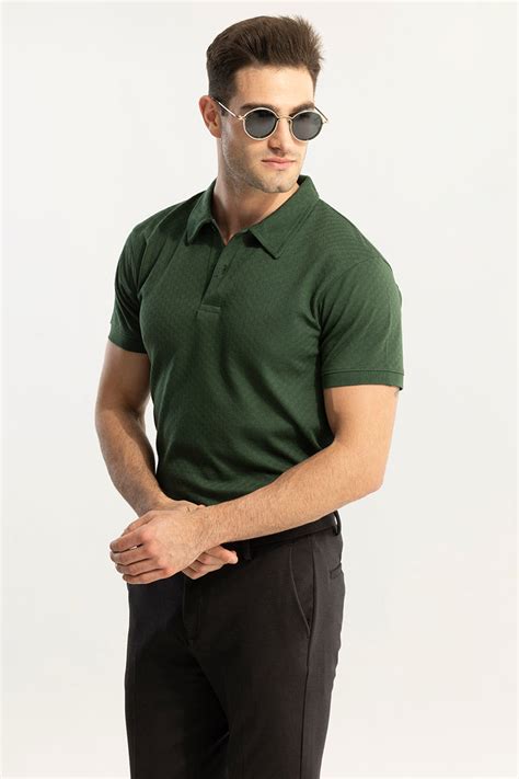 Buy Men's Pixicle Green Polo T-Shirt Online | SNITCH