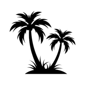 Black and white palm tree vector | Premium Vector