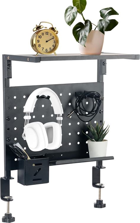 Clamp-on Desk Pegboard with Wooden Organizer Shelf, India | Ubuy