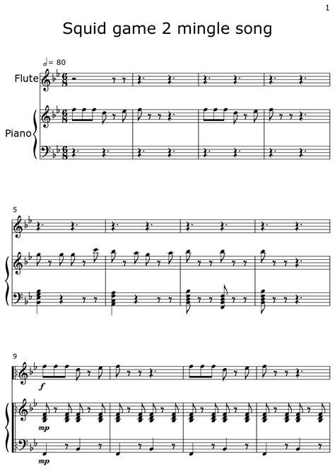 Squid game 2 mingle song - Sheet music for Flute, Piano