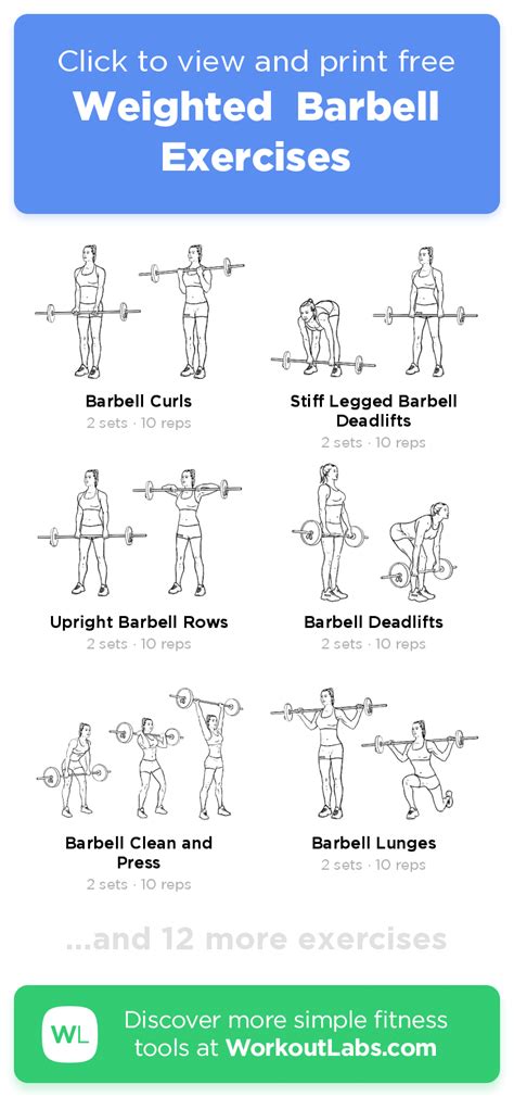 Weighted Barbell Exercises – click to view and print this illustrated ...