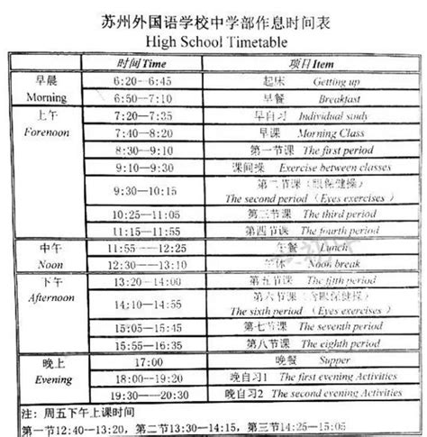 2022-2023年苏州外国语学校作息时间安排表_小升初网