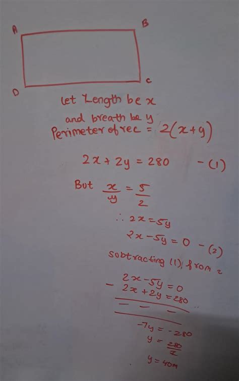 The perimeter of a rectangle = 280m. The ratio of length to breadth is ...