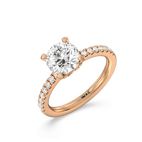 Chevron 2 1/3 CTTW Round Cut Lab Grown Diamond Hidden Halo Engagement ...