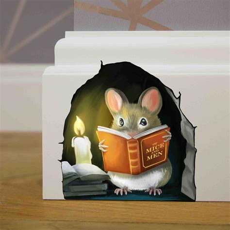 Mouse Reading Book, Wall Decor Sticker Decal, Kids Room, Classroom ...