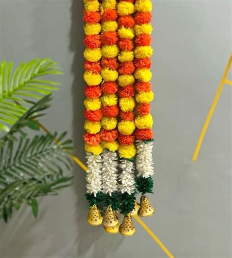 Abhaas Handmade Artificial Jasmine Gajra Marigold Garland Rajnigandha ...