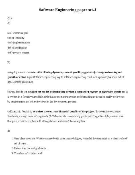 Software Enginnering paper 3 - Agile Software engineering. Agile ...