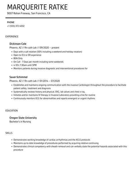 Image result for Cath Lab Resume