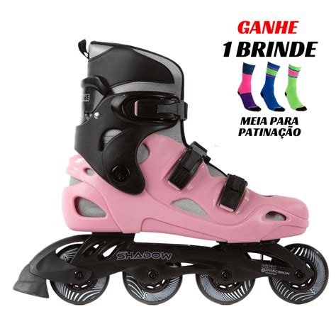 Patins Inline Shadow Rosa Iniciante Roda 76 MM Abec 7 HD Inline 1 775 Franca