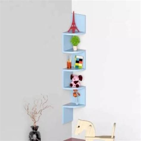 indian wooden home decor ZigZag 5 Tier Wall Mount Corner Shelf, Living ...