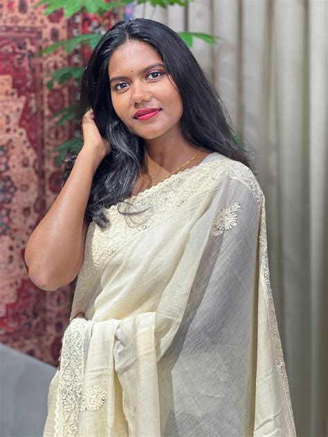 Chikankari Work Detailed Pure Cotton Saree | GMA179 – Aham Designer ...