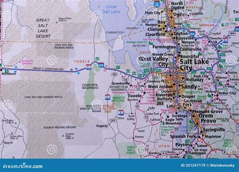 Map of Great Salt Lake Area Editorial Stock Image - Image of atlas ...