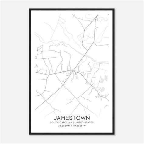 Jamestown South Carolina Map Poster, Modern Home Decor Wall Art Print - Custom Maps & Posters - map of jamestown south australia