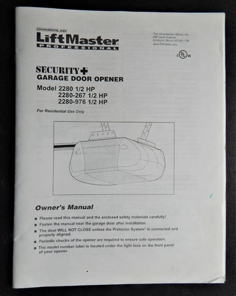 Liftmaster Garage Door Opener Owner's Manual at Michael Doxey blog