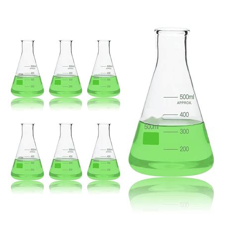 Lab Glassware Chemistry 500ml Graduated Erlenmeyer Flask Wide Neck ...