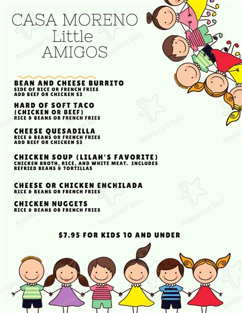 Menu at Casa Moreno restaurant, Covina