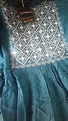 Buy KRISKA Women's Rayon Embroidered A-Line Kurta (Teal Green,Small) at ...