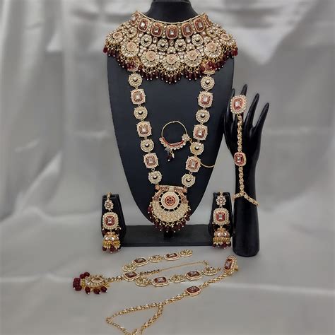 Gehana Mahal Gold Plated Kundan Stone And Meenakari Bridal Set ...