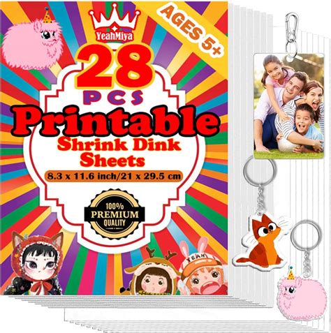 28PCS Printable Shrinky Dink Sheets, Shrink Paper Printable Shrinky ...
