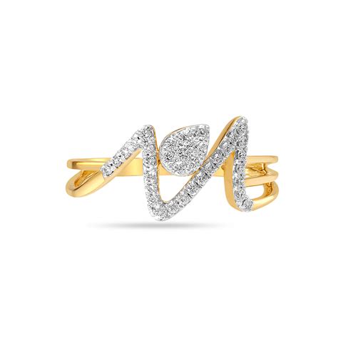 14KT Yellow Gold Wave Of Elegance Diamond Finger Ring