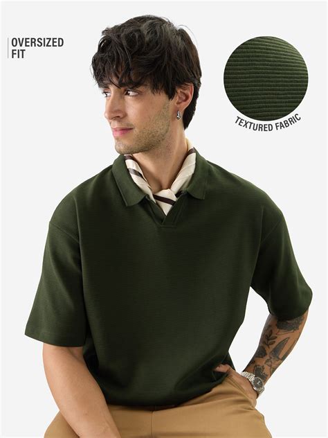 Buy Solids: Dark Olive Green Oversized Polo Online