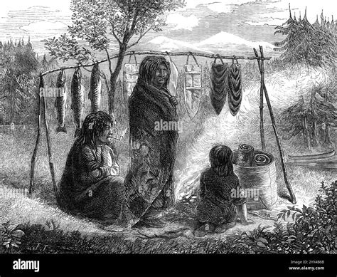 Salmon-eaters of British Columbia, 1872. Engraving of a sketch by Mr. H ...