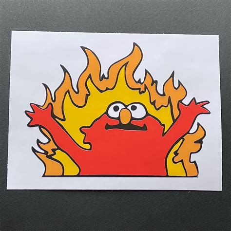 Elmo On Fire Meme By Azizahcreates Tuval Boyama, Tuval, 59% OFF