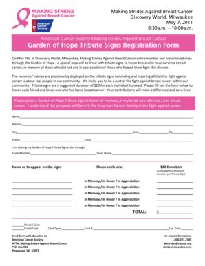Fillable Online makingstrides acsevents Garden of Hope Tribute Signs ...