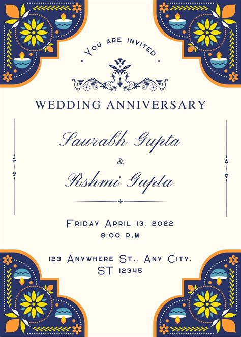 Blissful Wedding Anniversary Invitation Card - Shaadi Vibes