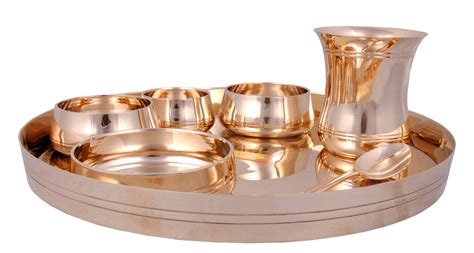 Bronze | Kansa Thali Dinner Set - 7 Piece, Gold - (Pure Kansa - Premiu ...