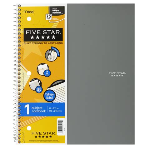 Mead 06044 Five Star Notebook, 1 Subject, 1 notebook