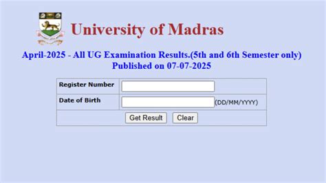 Madras University Result 2025 Out, Check UNOM UG April Semester Result ...