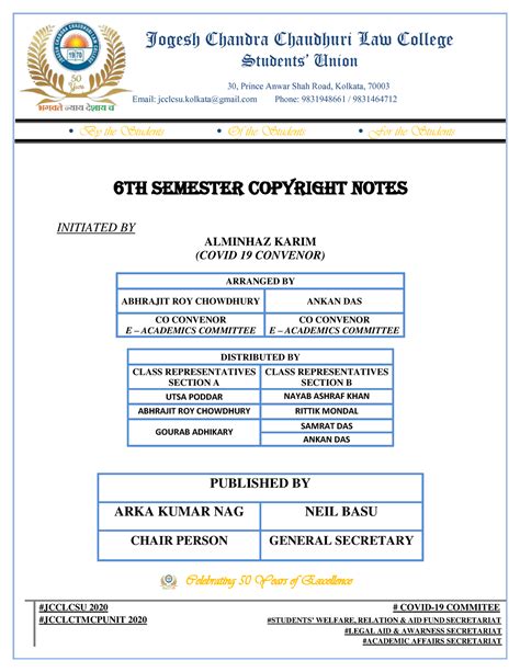 Copyright Notes - #JCCLCSU 2020 # COVID-19 COMMITEE #JCCLCTMCPUNIT 2020 ...