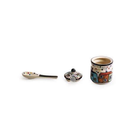 Buy ExclusiveLane Hut Hand Painted Ceramic Pickle & Chutney Jars with ...