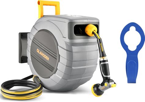 Amazon.com: GLAHODEN Retractable Garden Hose Reel 5/8" 100ft & Hose ...