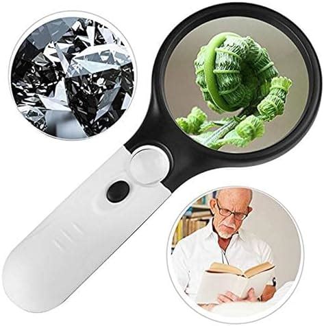 Amazon Basics Magnifying Glass with 3 Led Lights | 3X & 45X Big Size ...